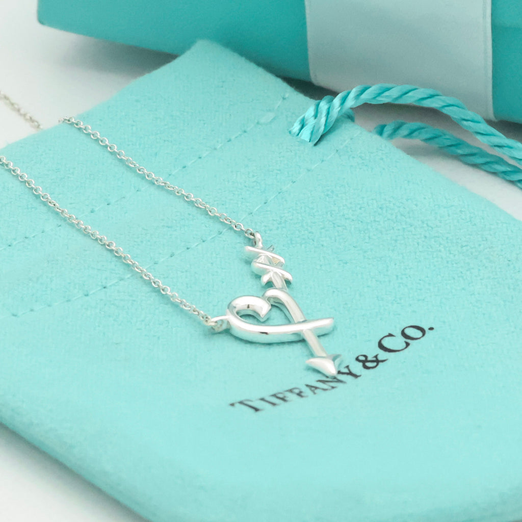  Tiffany & Co. Loving Heart Arrow Necklace Sterling Silver 925 