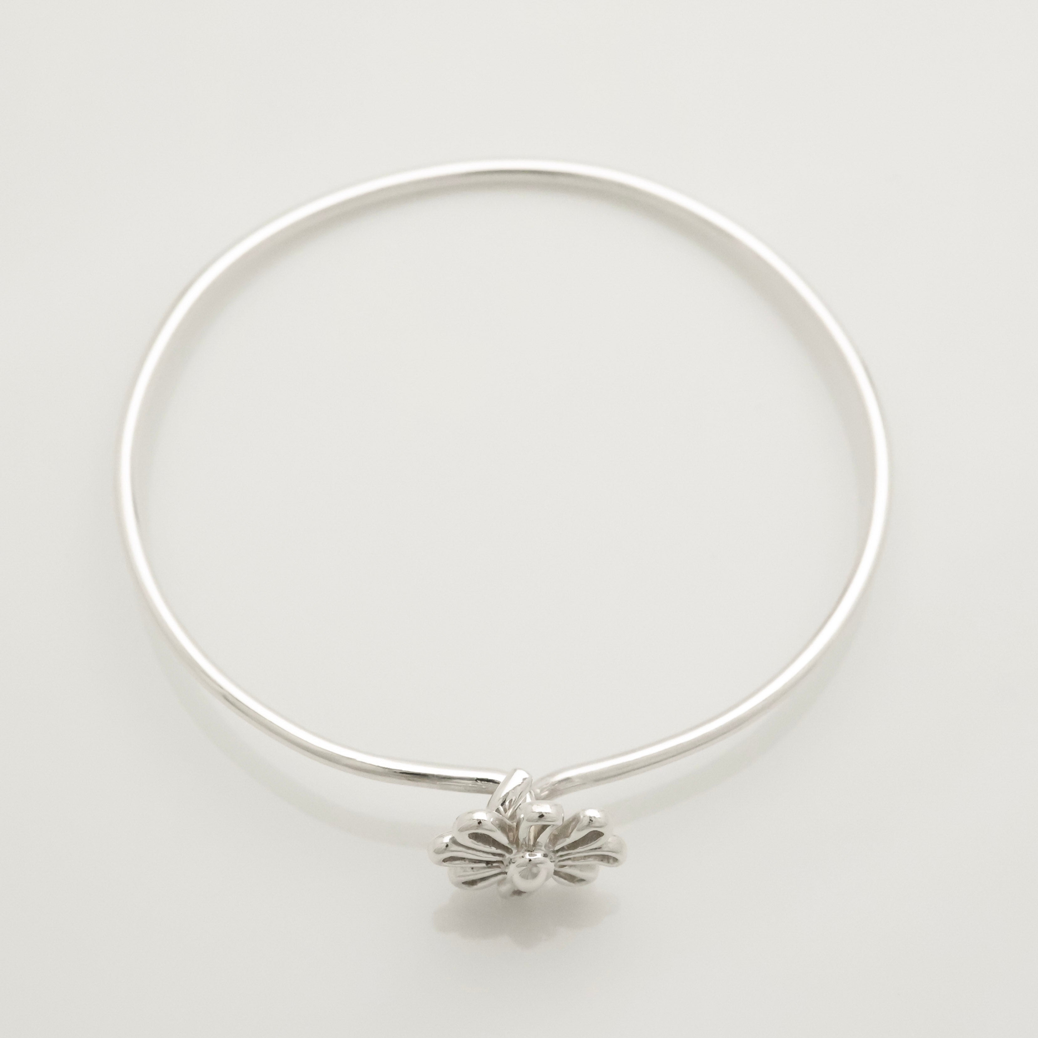 Tiffany & Co. Daisy Flower Hook Bangle Bracelet  Sterling Silver 925