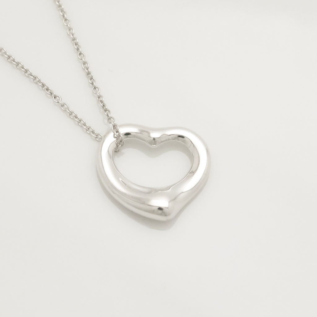 Tiffany & Co. Open Heart Pendant Necklace Sterling Silver 925