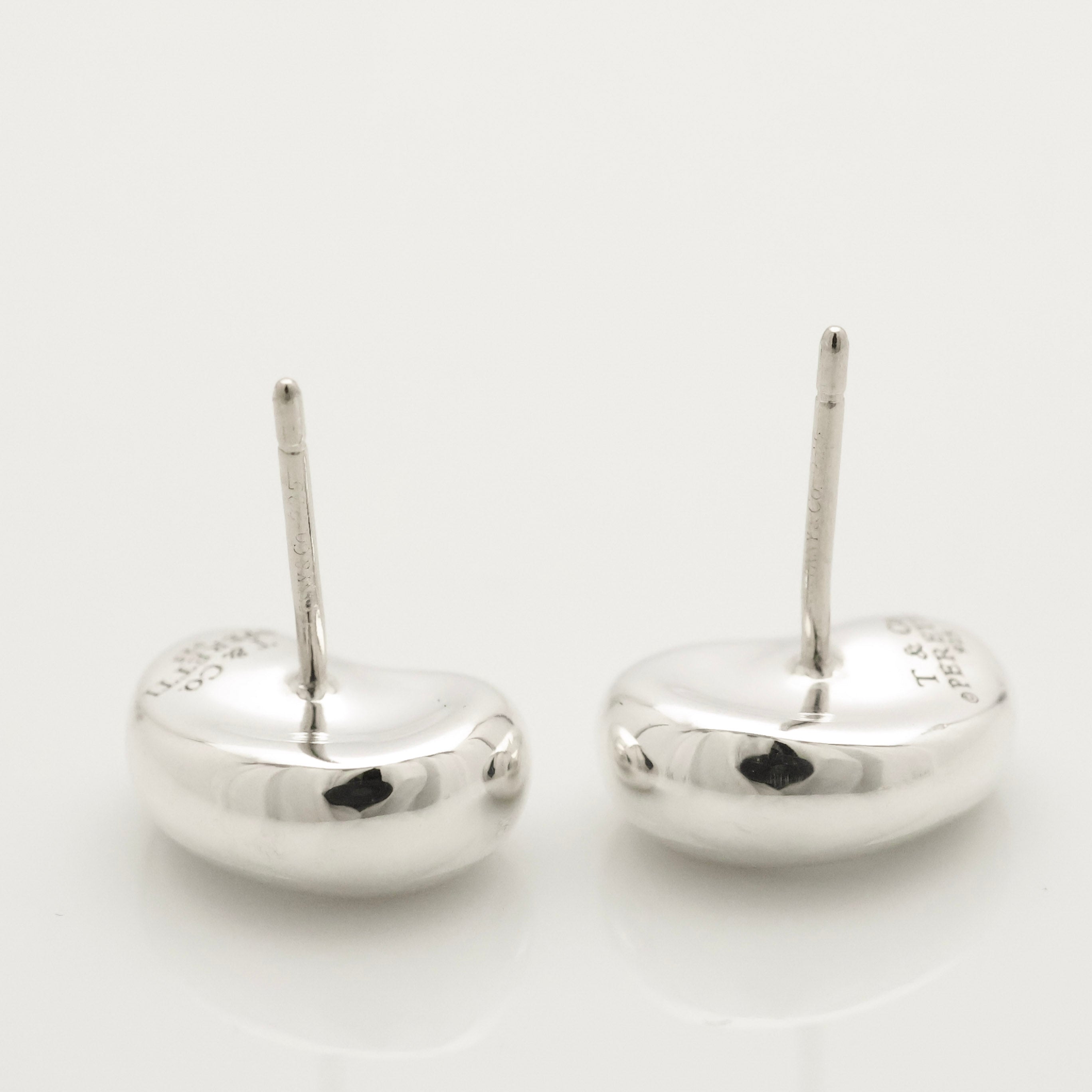 Tiffany & Co. Elsa Peretti Bean Design Earrings Sterling Silver 925