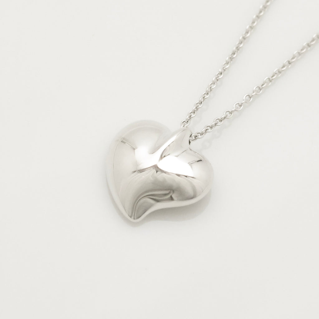 Tiffany & Co. Peretti Curved Full Heart Necklace Sterling Silver 925