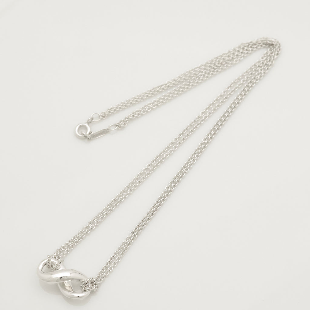 Tiffany & Co. Infinity Double Chain Necklace Sterling Silver 925