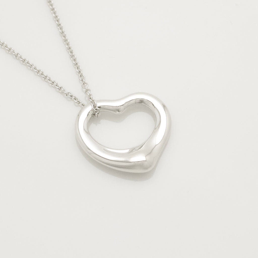 Tiffany & Co. Open Heart Pendant Necklace Sterling Silver 925