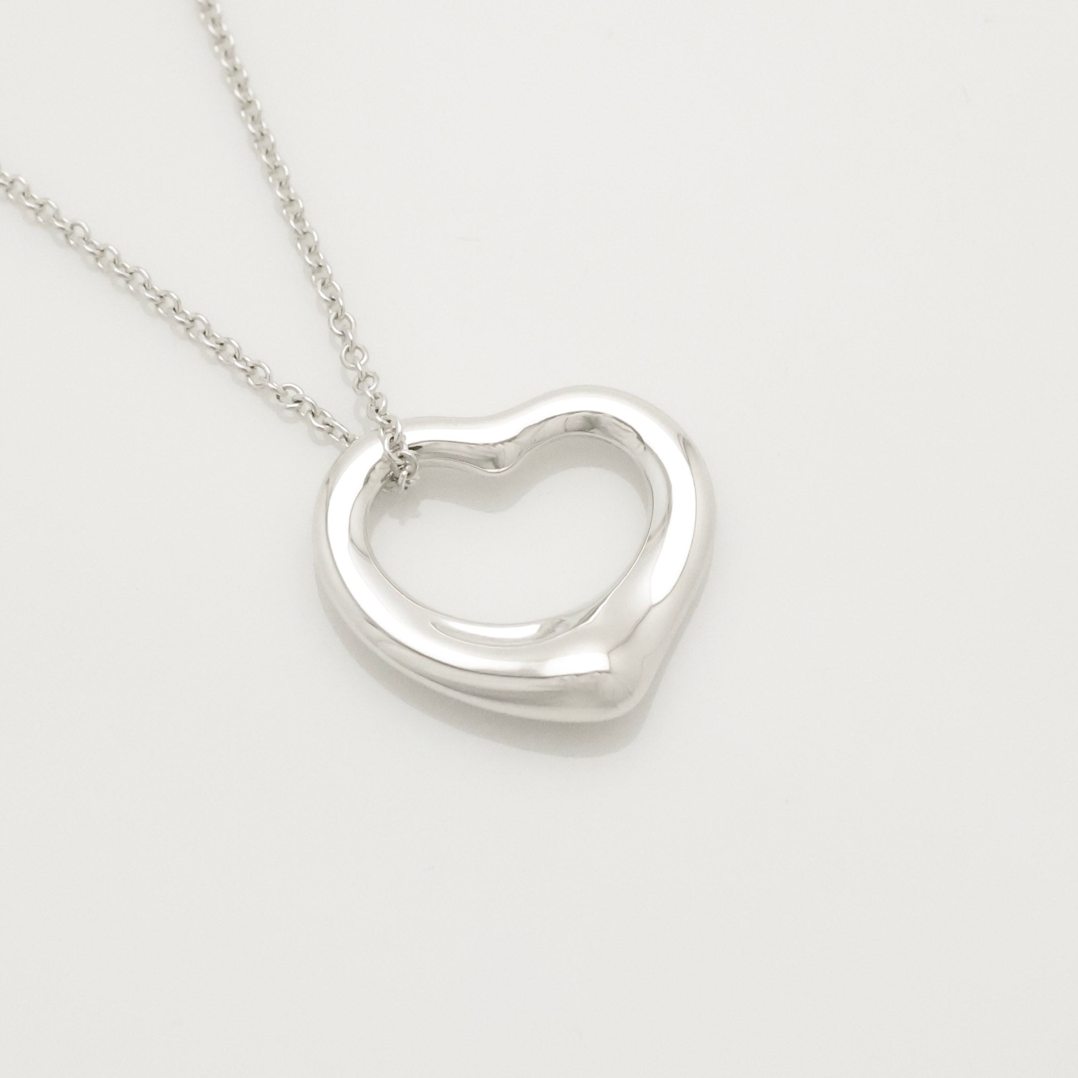 Tiffany & Co. Open Heart Pendant Necklace Sterling Silver 925