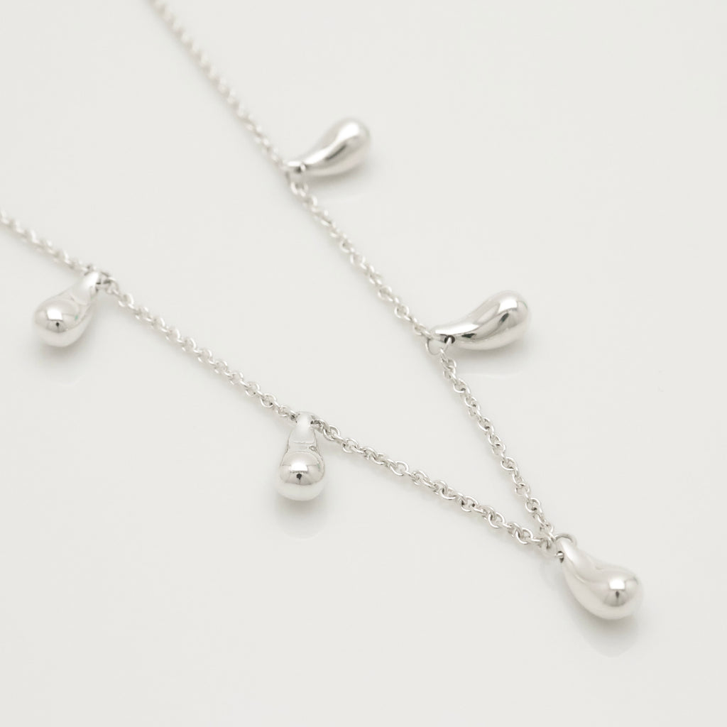 Tiffany & Co. Elsa Peretti Five 5 Teardrop Necklace Sterling Silver 925