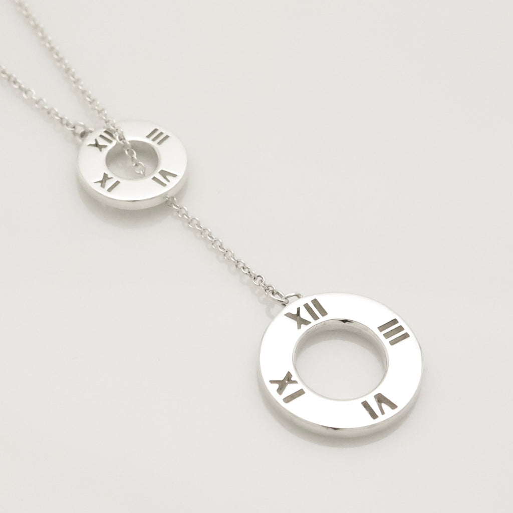 Tiffany & Co. Atlas Round Circle Lariat Necklace Sterling Silver 925