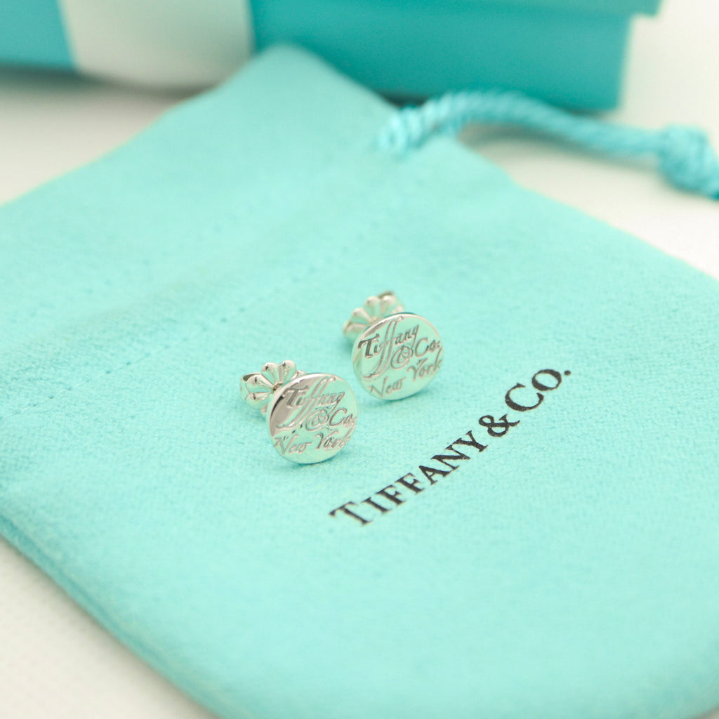 Tiffany & Co. Notes New York Wavy Circle Round Earrings Sterling Silver 925