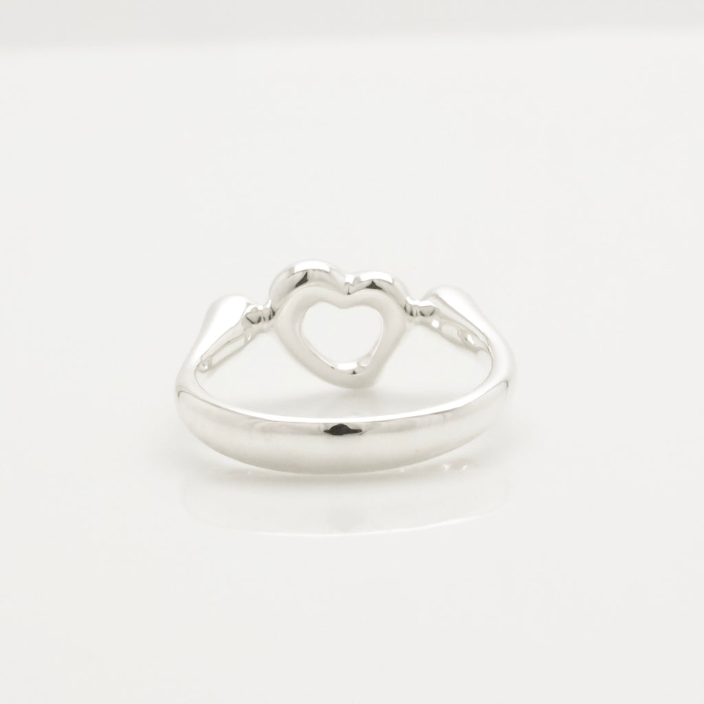 Tiffany & Co. 2P Diamond Open Heart Ring Size 4.5 Sterling Silver 925