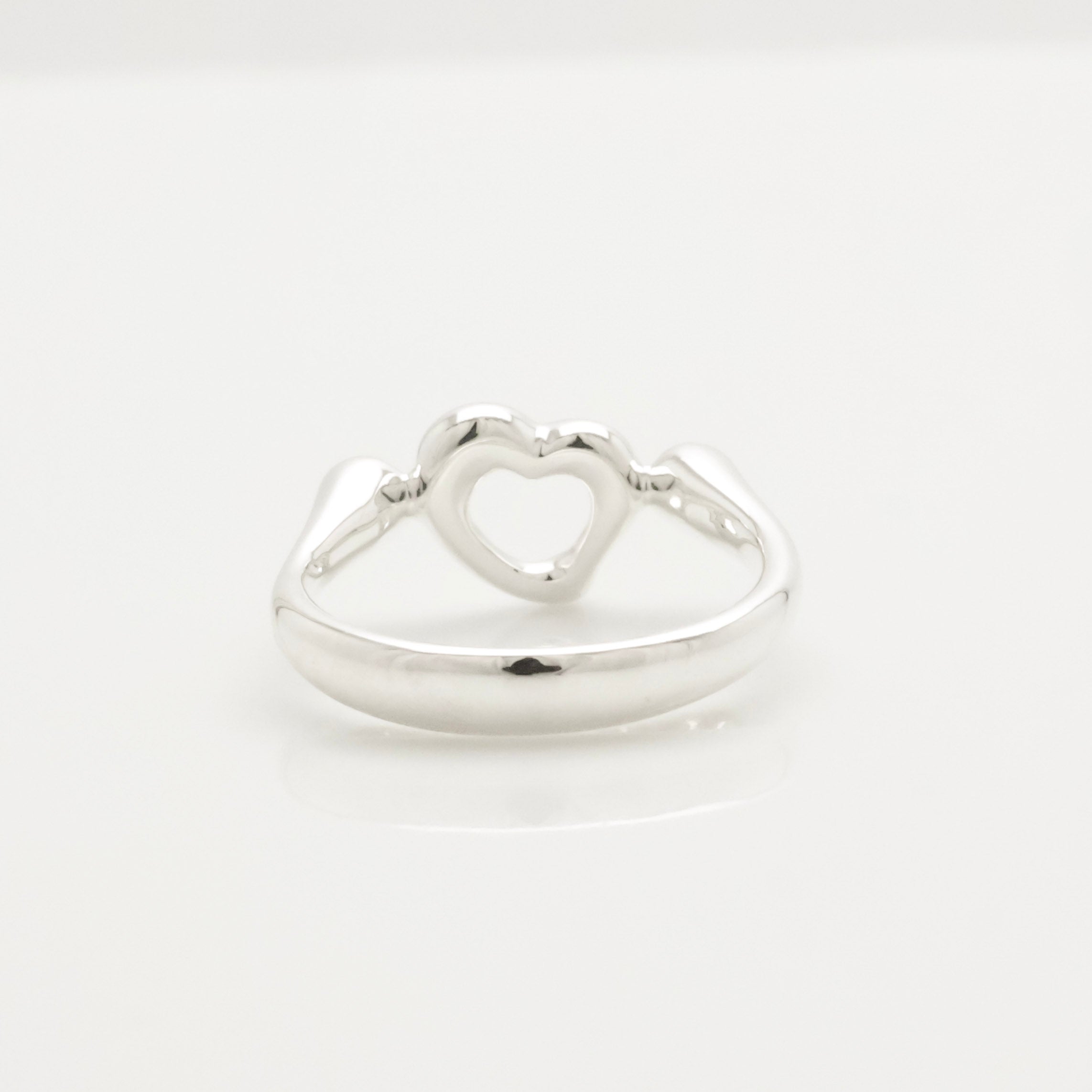 Tiffany & Co. 2P Diamond Open Heart Ring Size 4.5 Sterling Silver 925