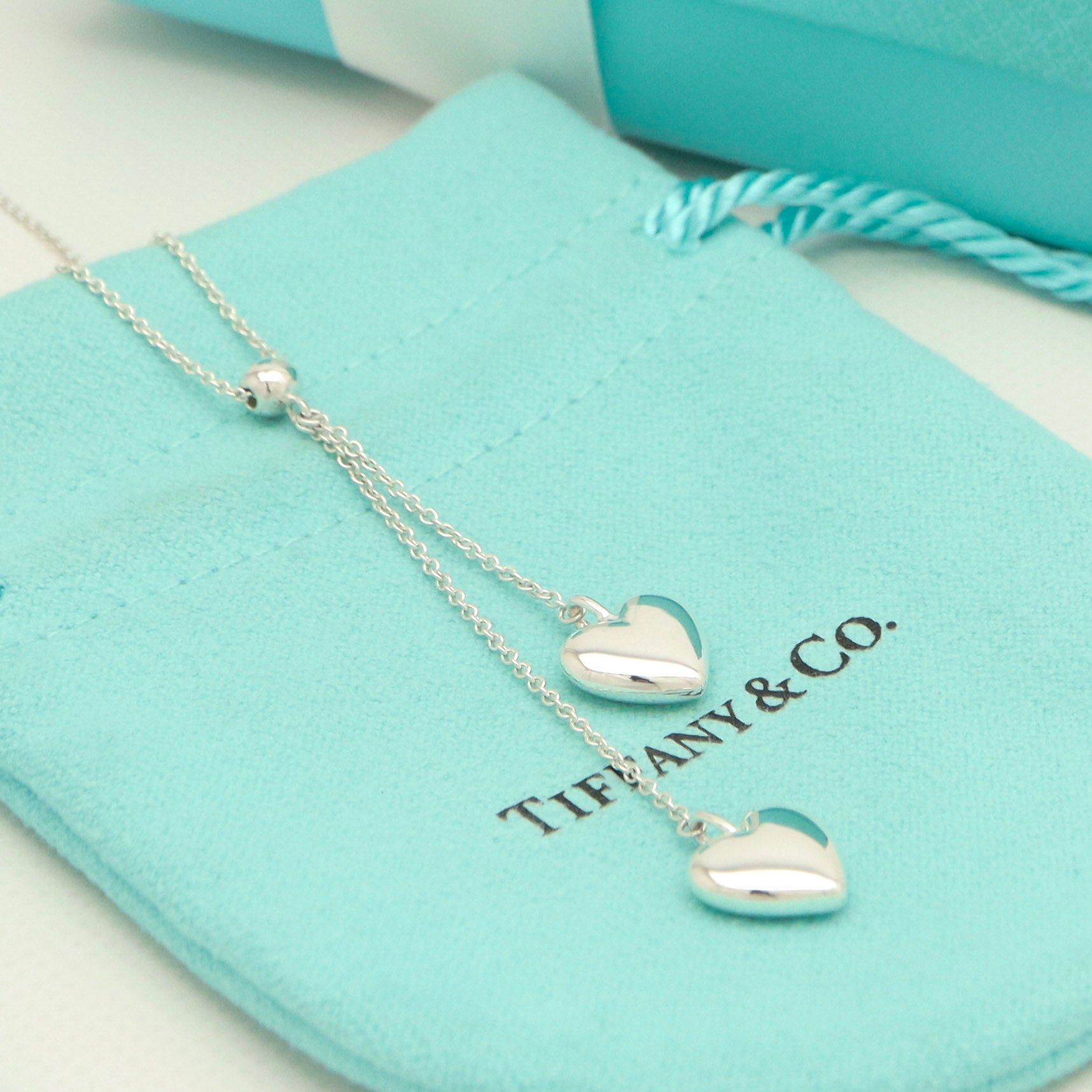 TIFFANY&Co. ダブル パフ ハート ドロップ ネックレス AG925