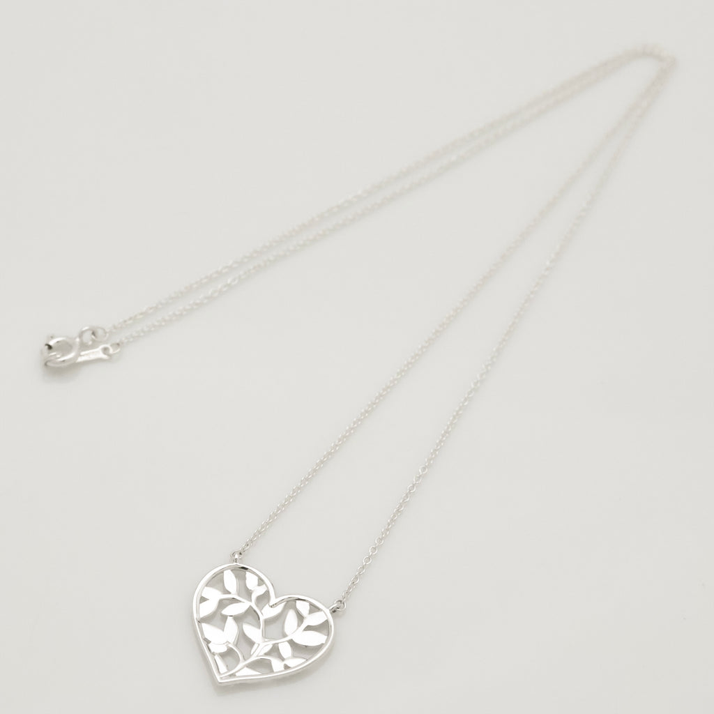 Tiffany & Co. Olive Leaf Heart Necklace Pendant Sterling Silver 925
