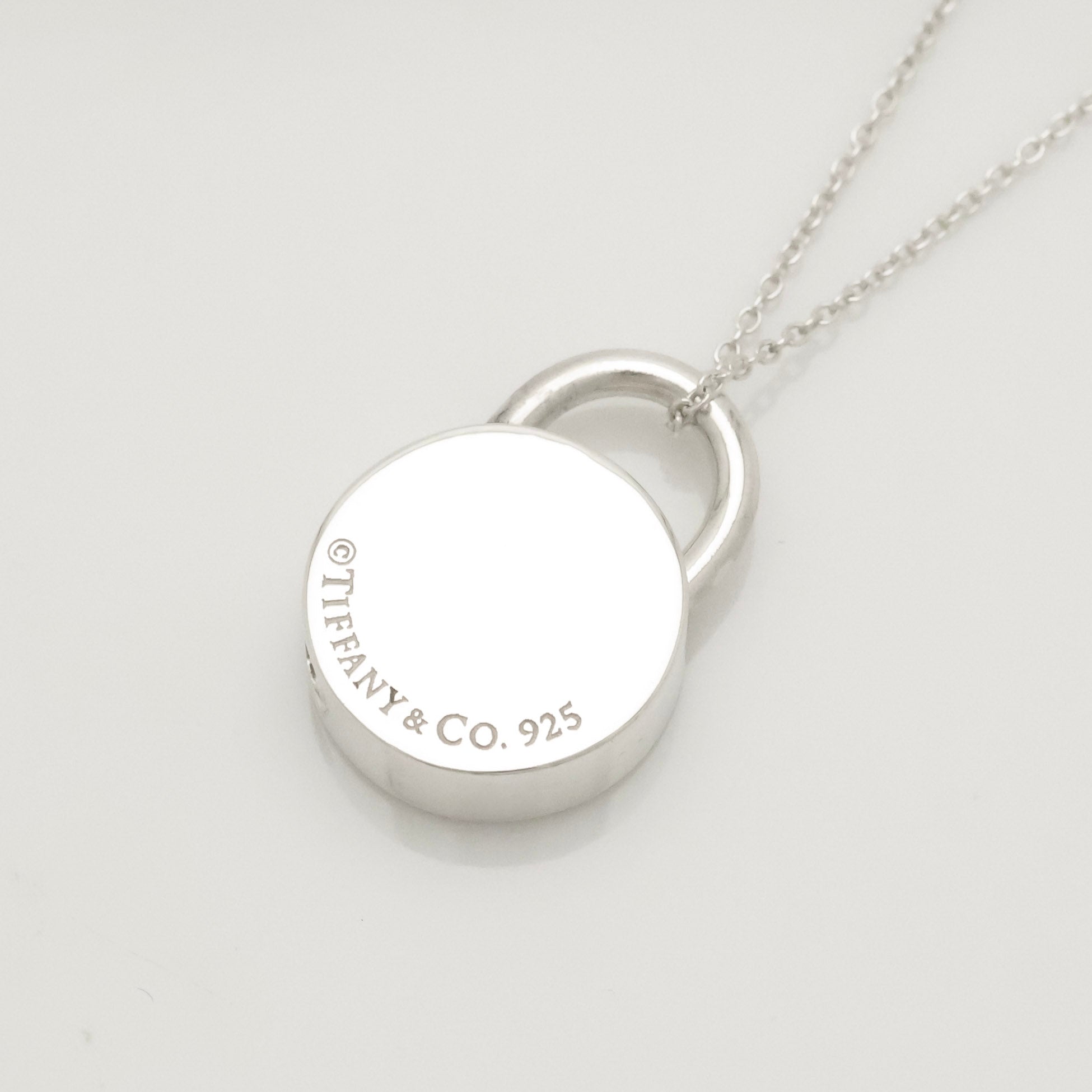 Tiffany & Co. 1837 Round Lock Padlock Pendant Necklace Sterling Silver 925