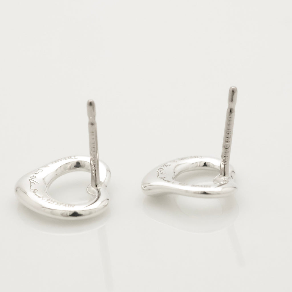 Tiffany & Co. Elsa Peretti Open Heart Stud Earrings Sterling Silver 925