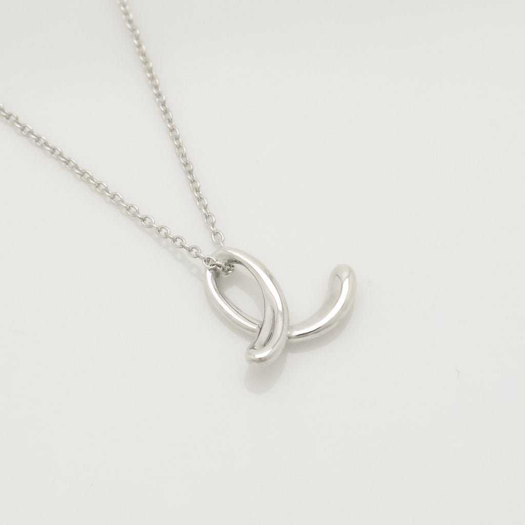 Tiffany & Co. Initial Letter "E" Necklace Pendant Sterling Silver 925