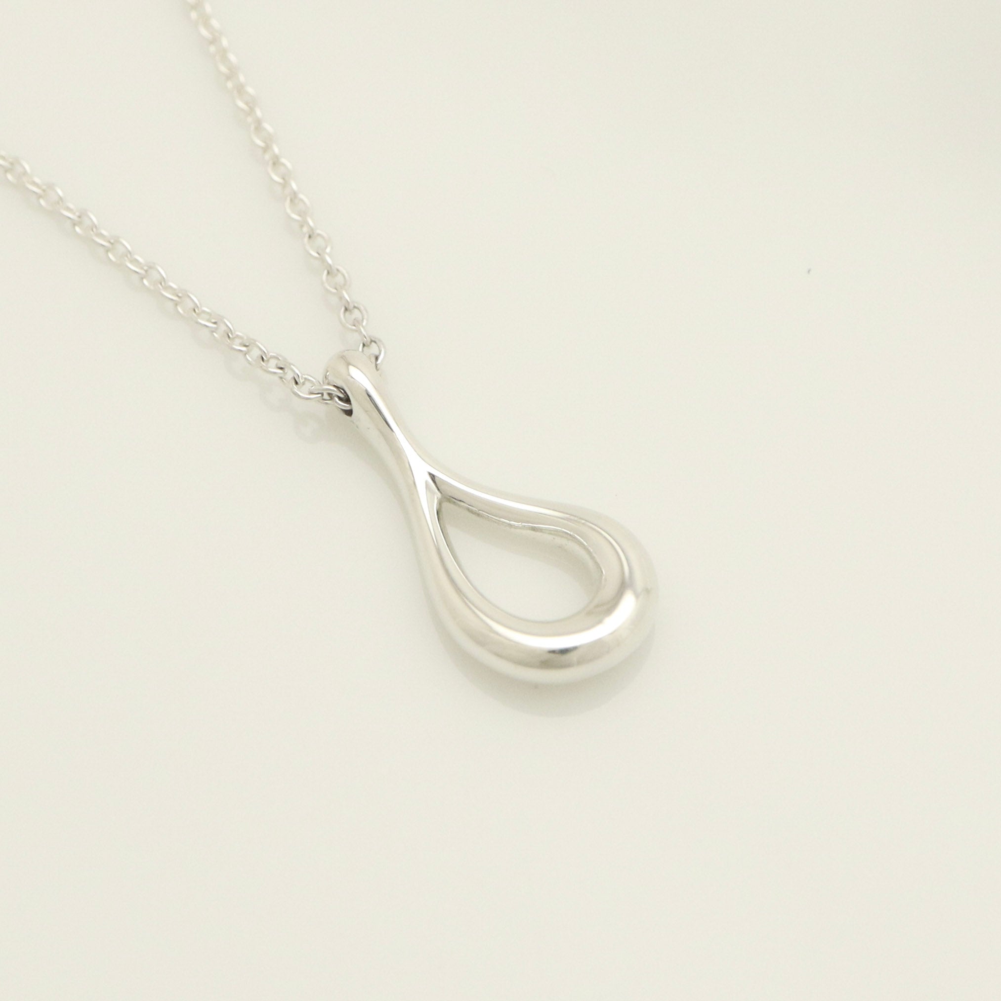  Tiffany & Co. Open Teardrop Necklace Pendant Sterling Silver 925 