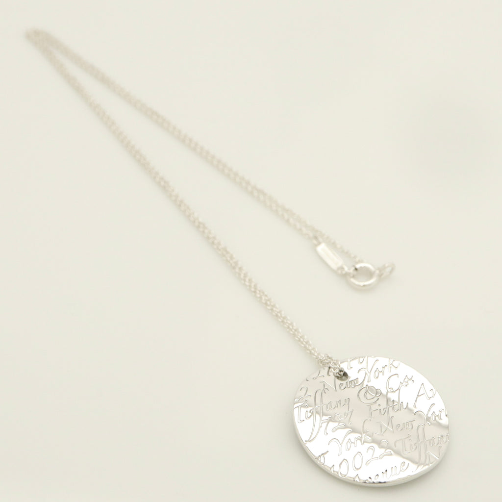 Tiffany & Co. Notes New York Large Wavy Round Circle Necklace Sterling Silver 925