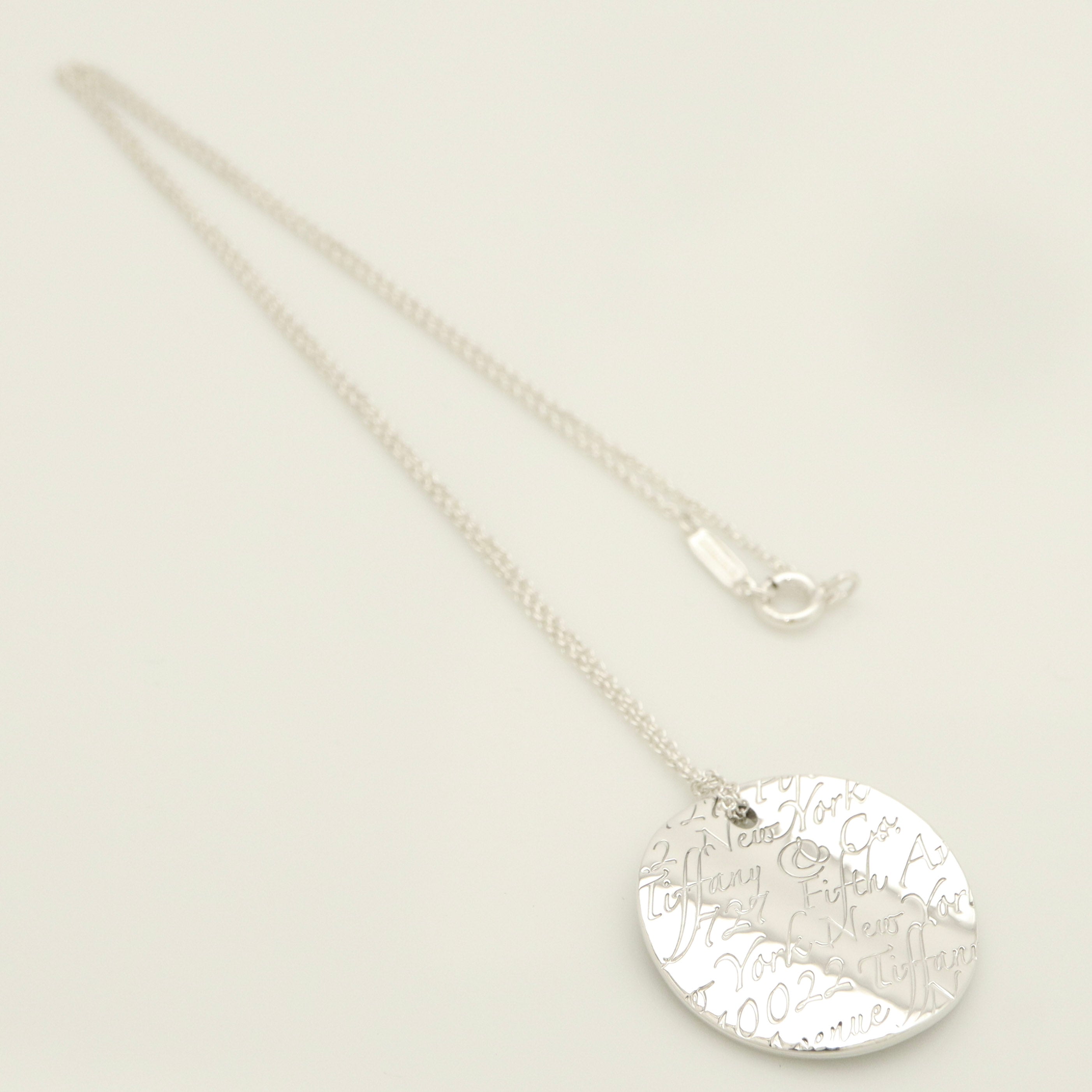 Tiffany & Co. Notes New York Large Wavy Round Circle Necklace Sterling Silver 925