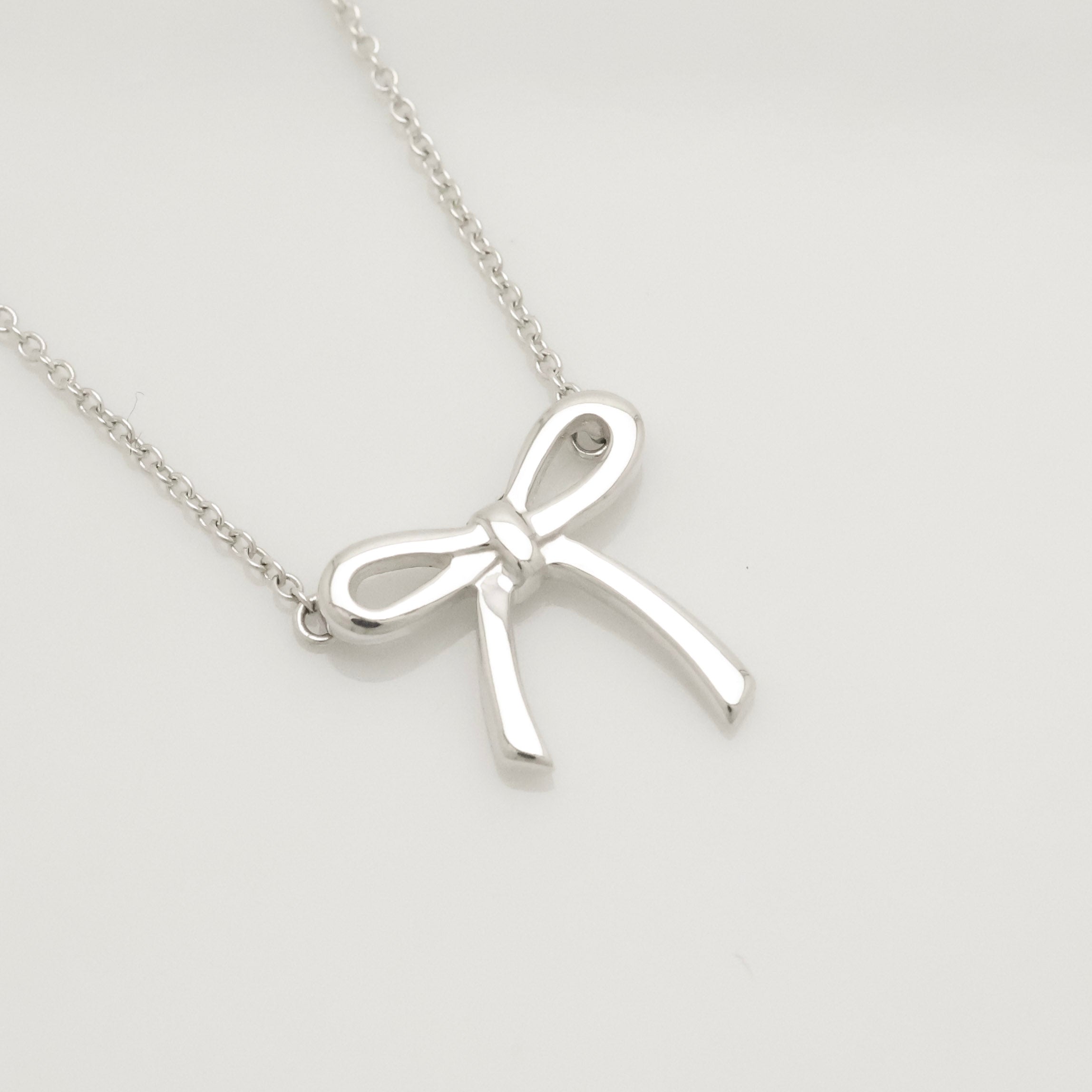 Tiffany & Co. Ribbon Bow Necklace Pendant  Sterling Silver 925 