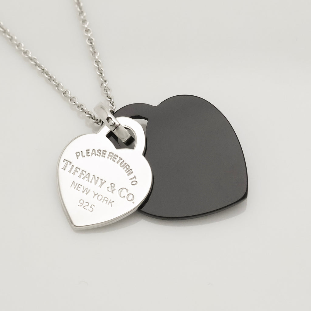 TIFFANY&Co. リターントゥ ティファニー ダブルハート ブラックボーン ネックレス  AG925