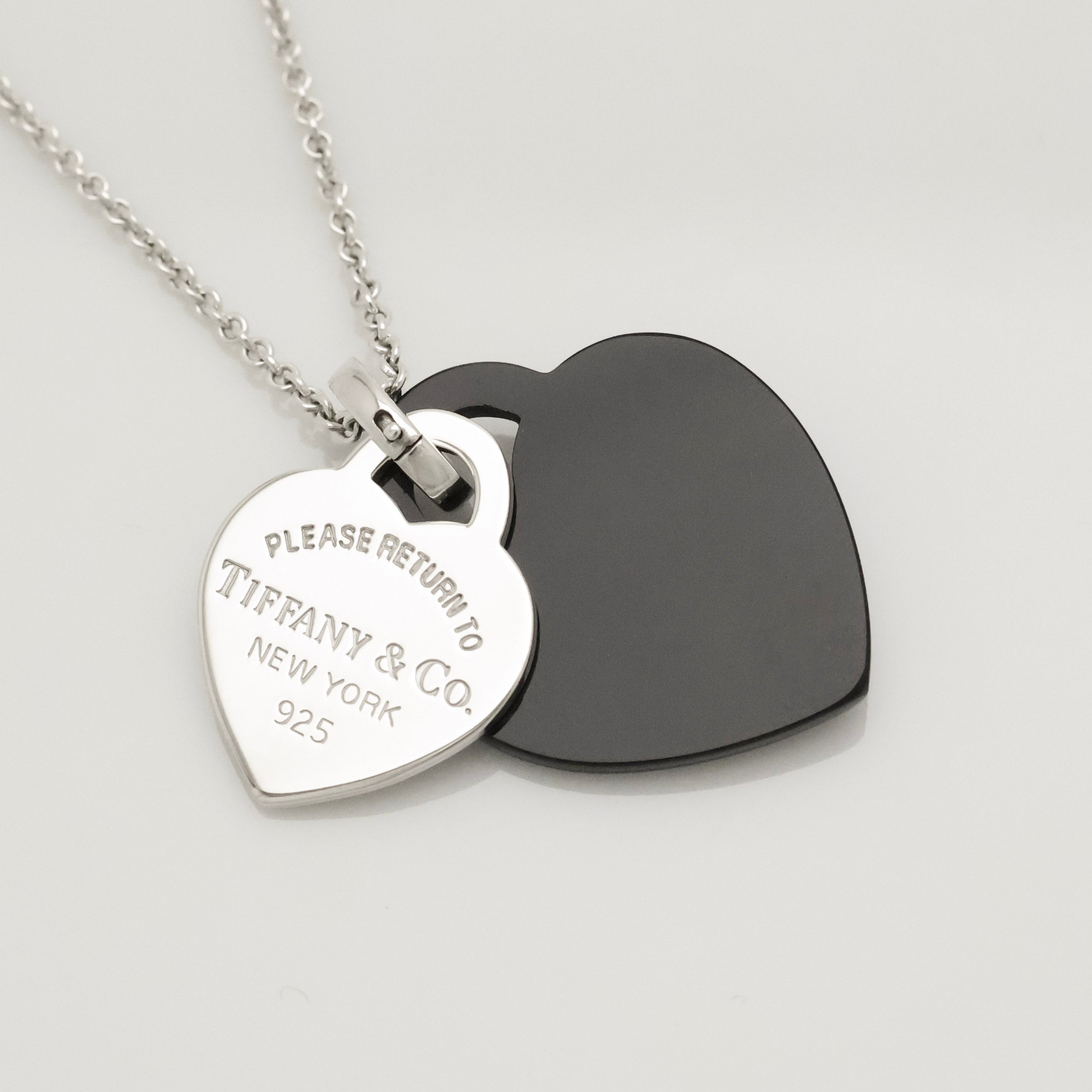 TIFFANY&Co. リターントゥ ティファニー ダブルハート ブラックボーン ネックレス  AG925