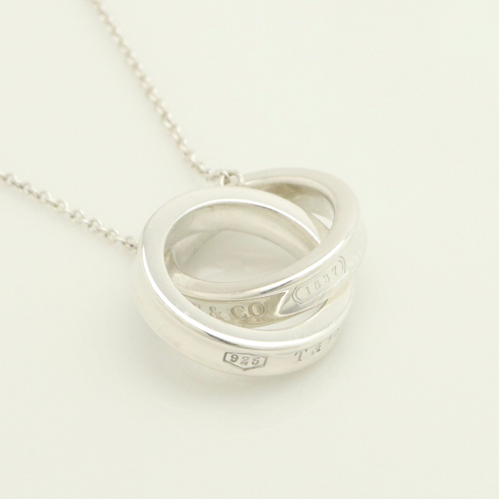 Tiffany & Co. 1837 Interlocking Circles Lariat Necklace Sterling Silver 925