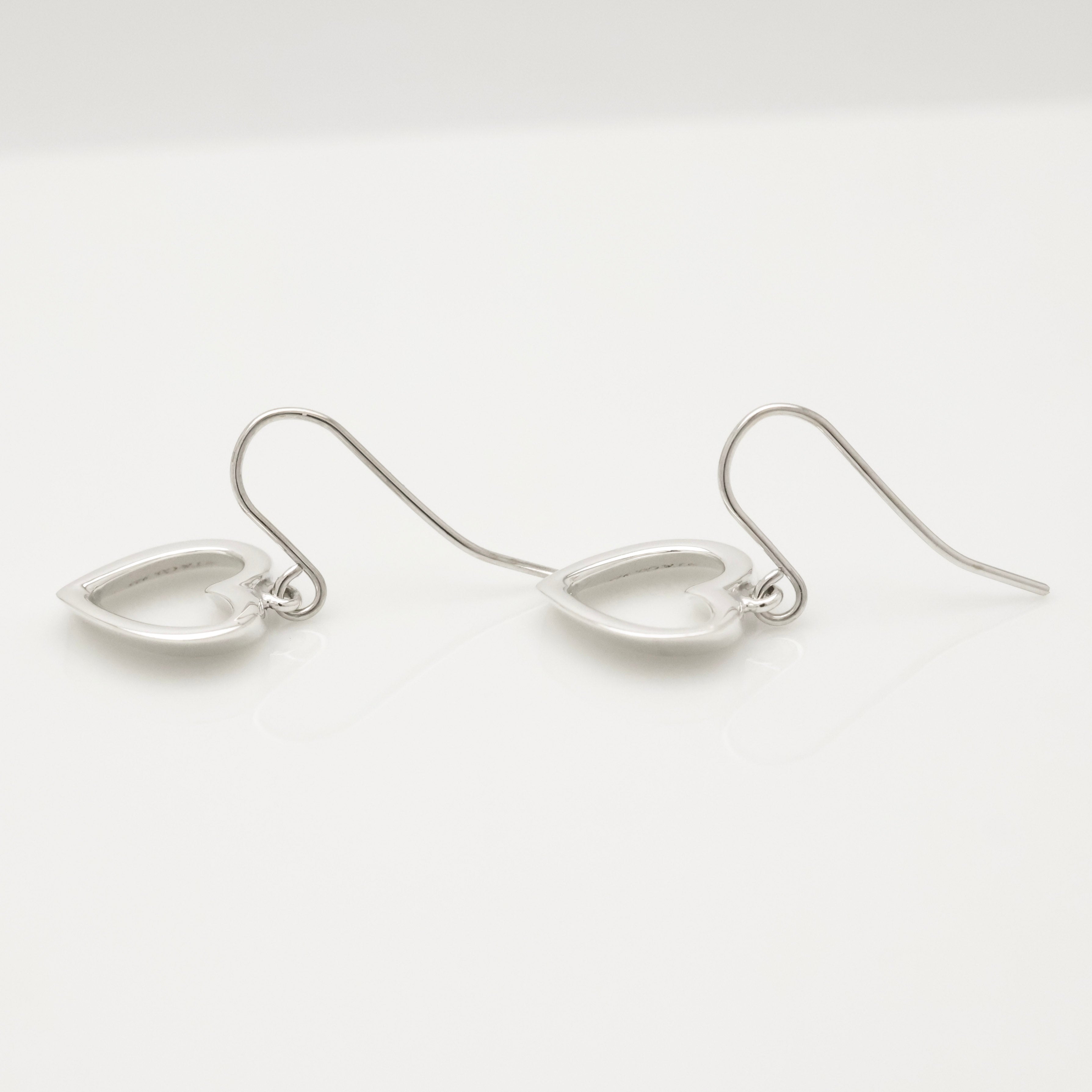 Authentic Tiffany & Co. 3D Geometric Heart Hook Earrings Sterling Silver 925