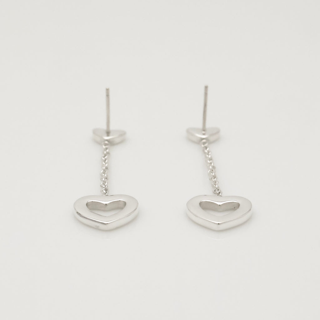 Tiffany & Co. Heart Link Drop Dangle Stud Earrings Sterling Silver 925