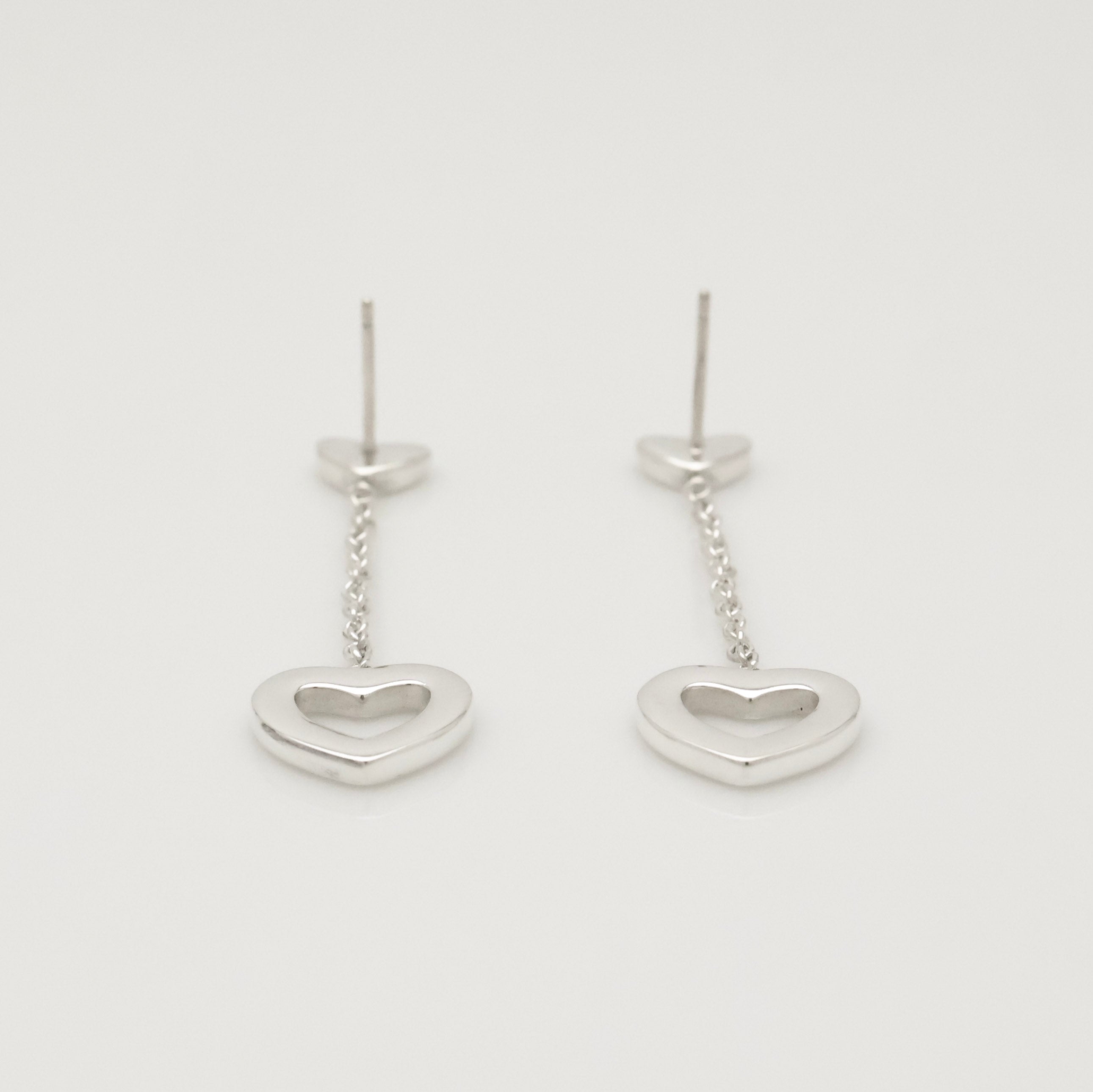 Tiffany & Co. Heart Link Drop Dangle Stud Earrings Sterling Silver 925