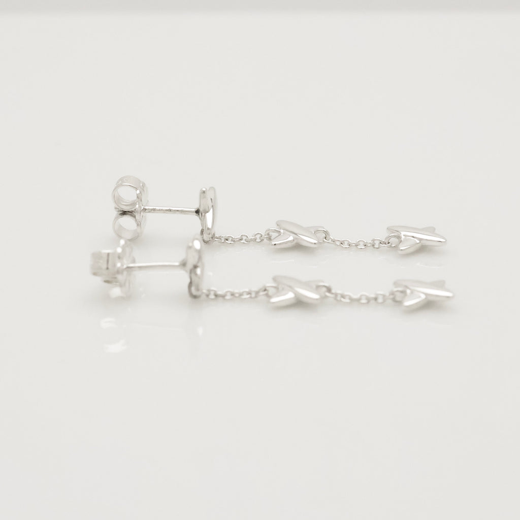 Tiffany & Co Elsa Peretti Open Heart Drop Dangle Earrings Sterling Silver 925