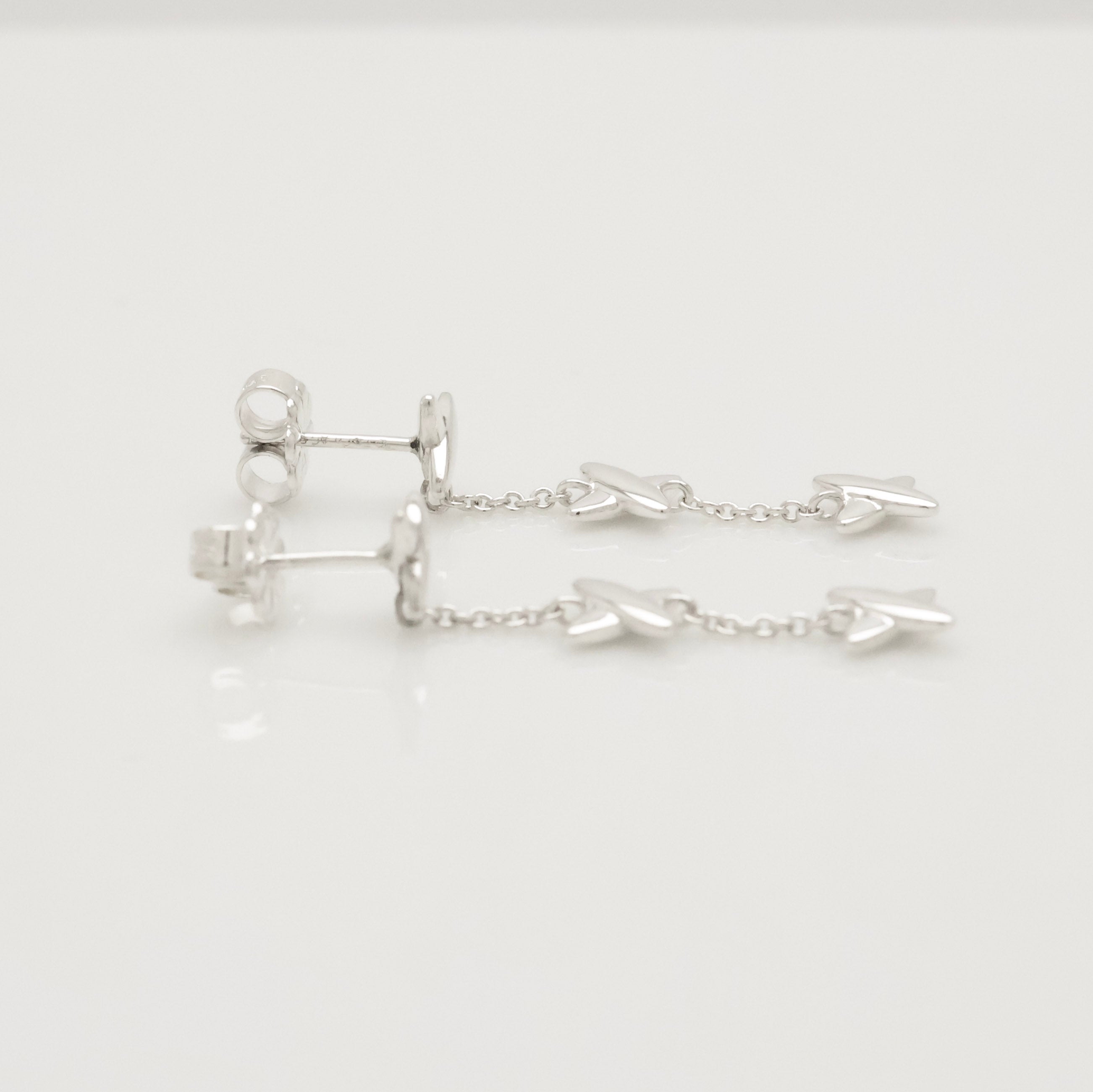 Tiffany & Co Elsa Peretti Open Heart Drop Dangle Earrings Sterling Silver 925