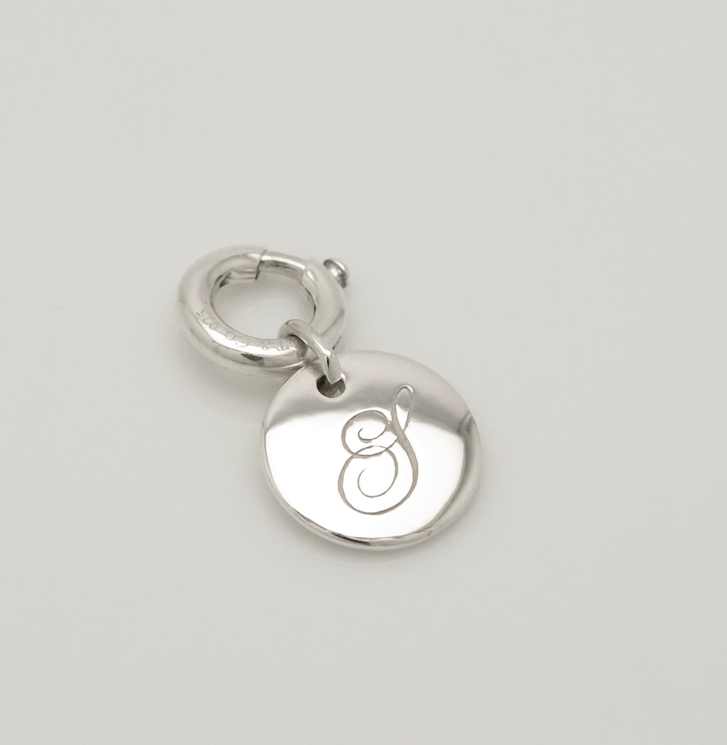 Tiffany & Co. Notes Letter S Disc Round Pendant Charm Sterling Silver 925