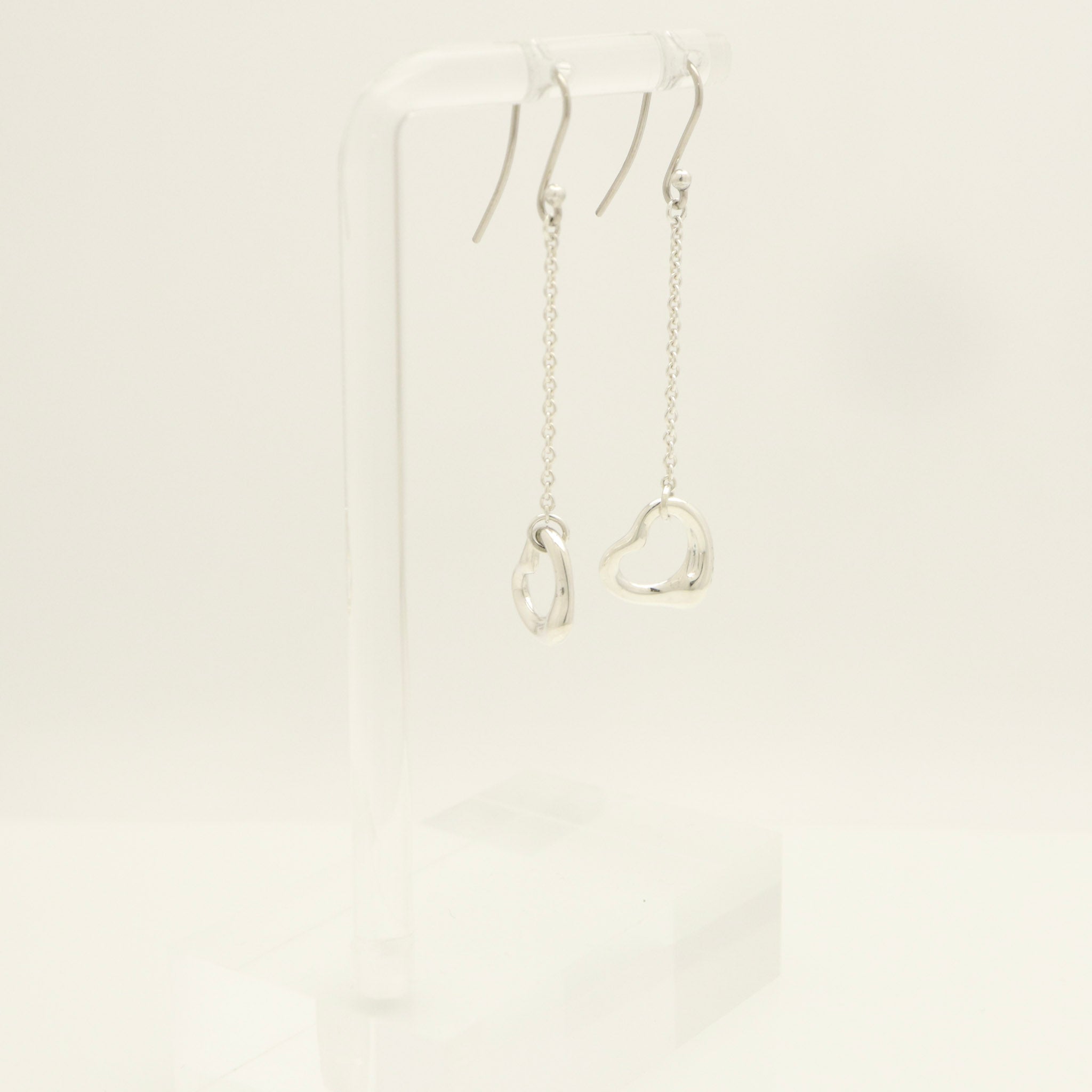 Tiffany & Co Elsa Peretti Open Heart Drop Dangle Earrings Sterling Silver 925