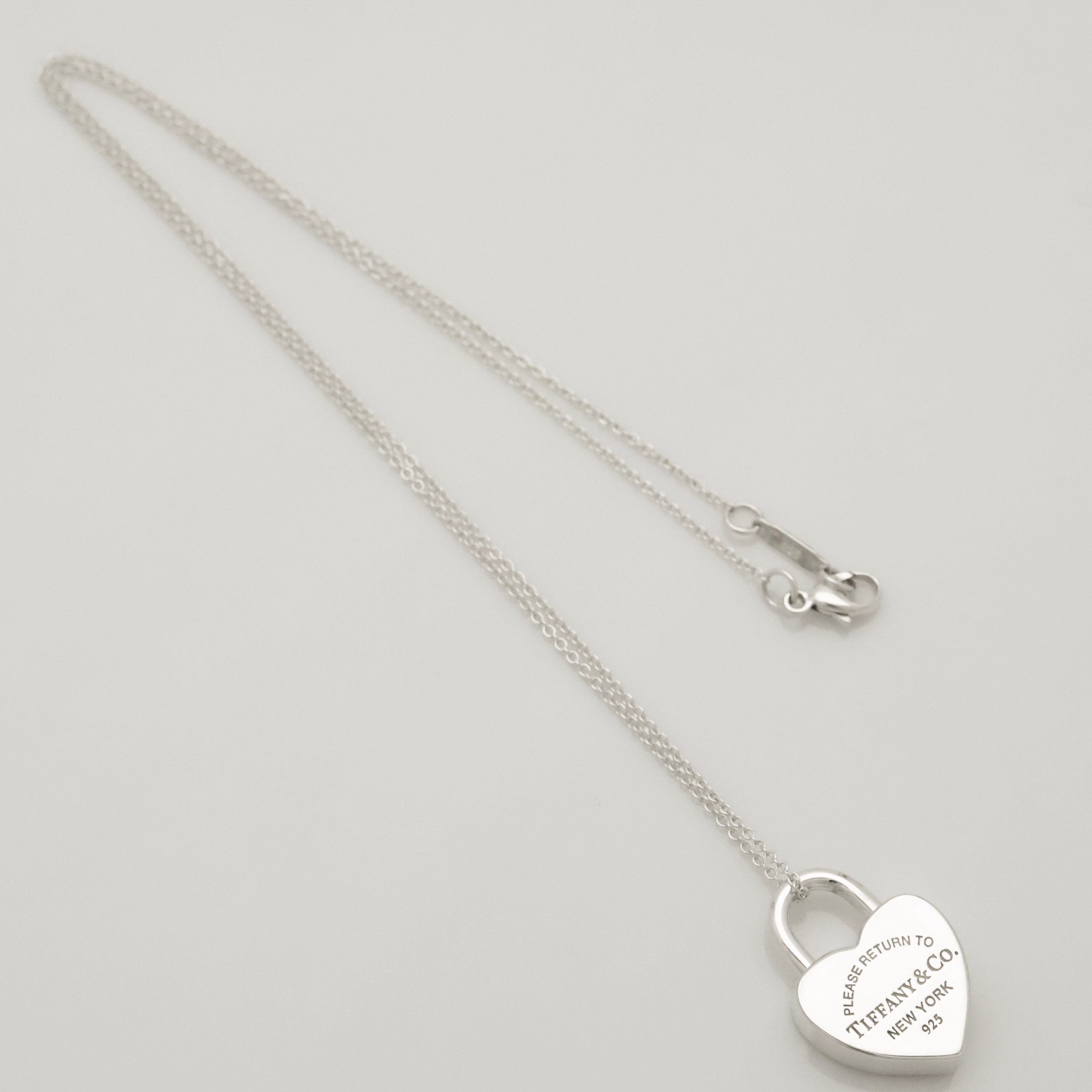 Tiffany & Co. Return to Heart Lock Padlock Necklace Sterling Silver 925