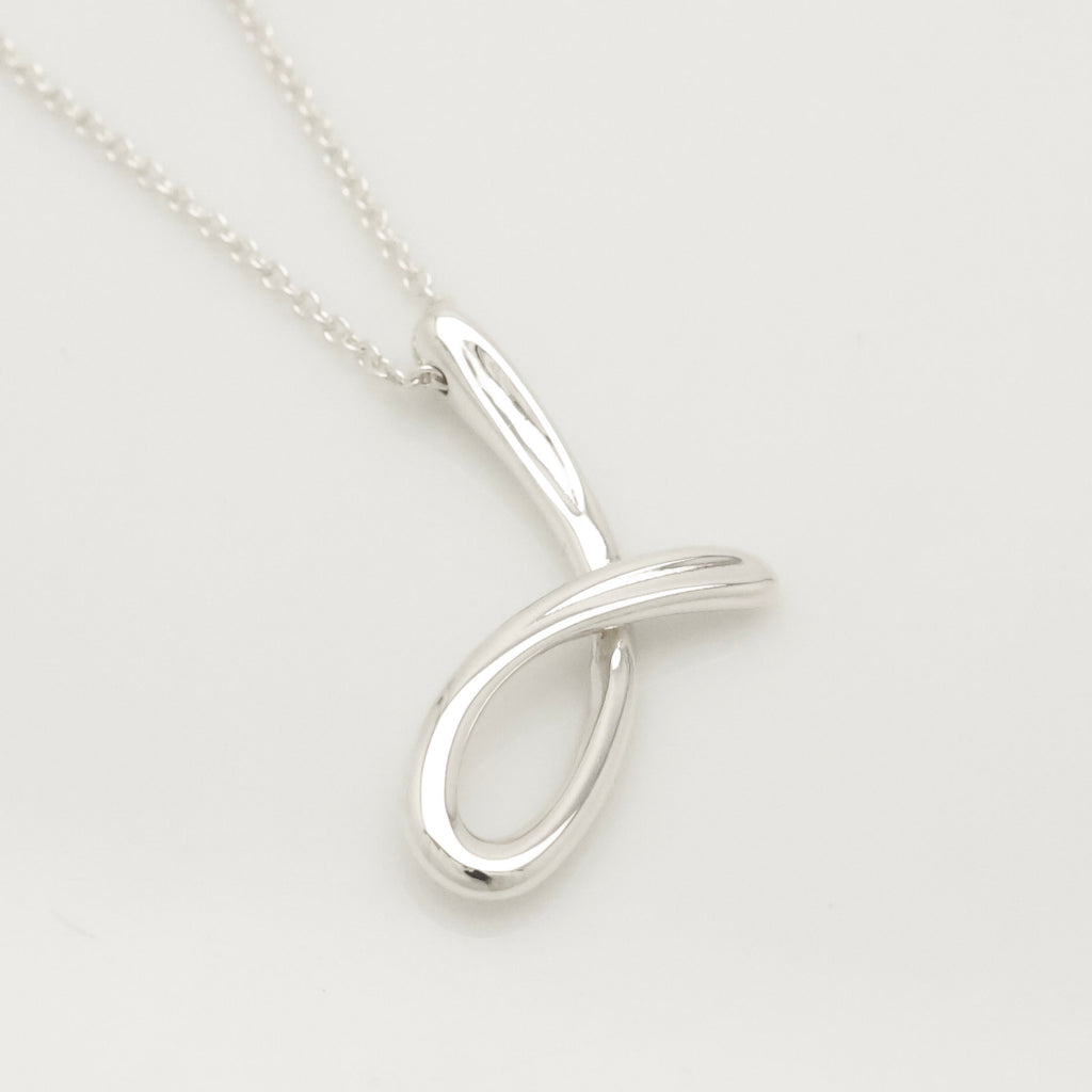 Tiffany & Co. Initial Letter "J" Necklace Pendant Sterling Silver 925