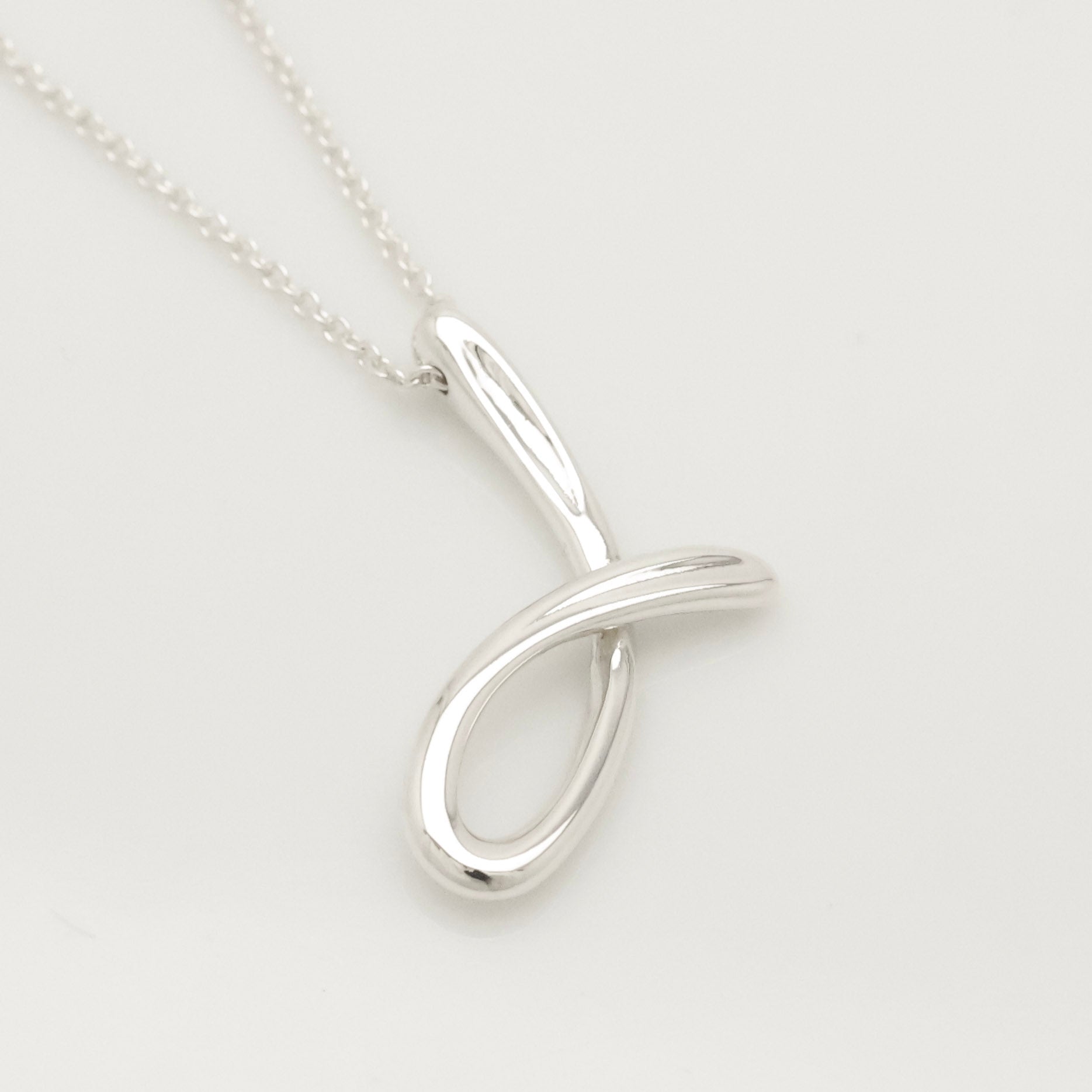 Tiffany & Co. Initial Letter "J" Necklace Pendant Sterling Silver 925