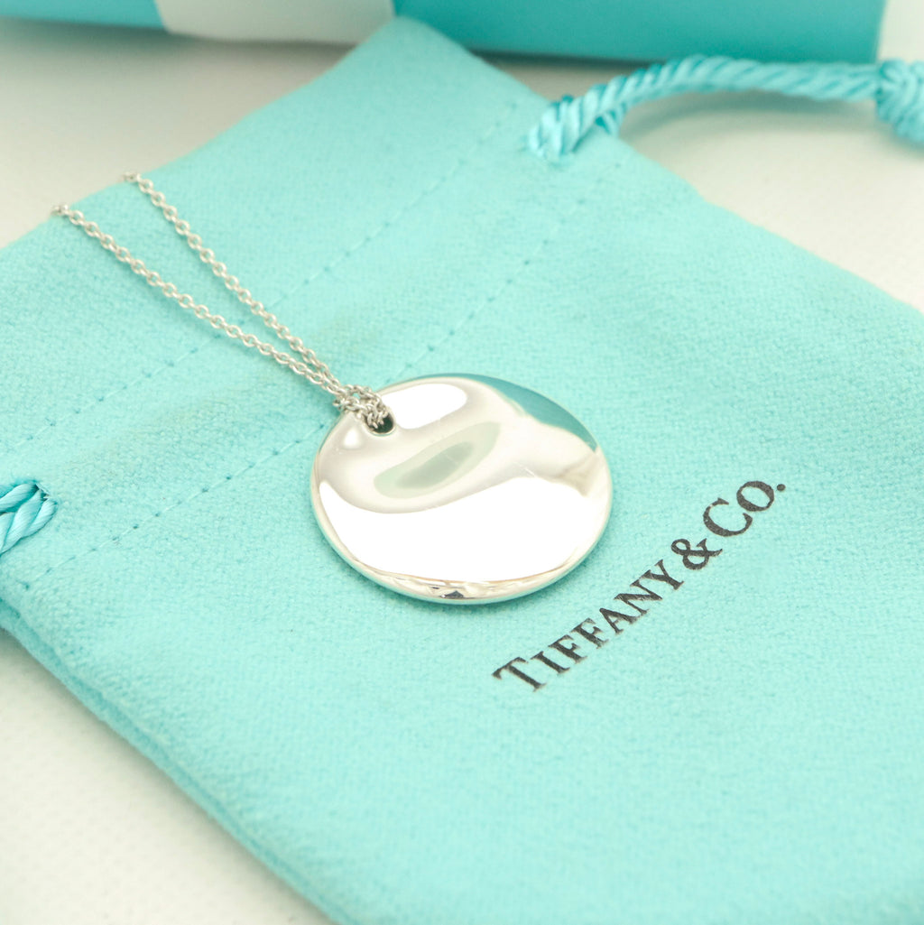 Tiffany & Co. Round Circle Disc Necklace Pendant  Sterling Silver  925