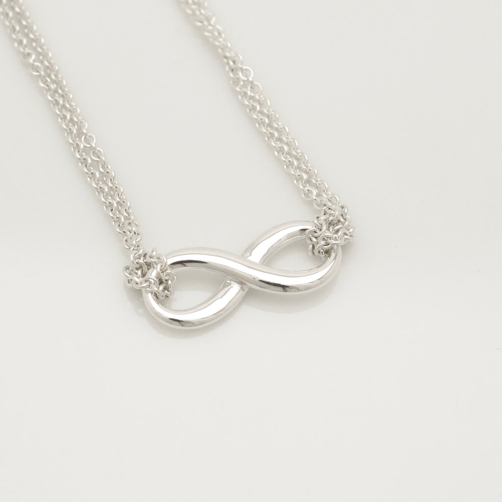 Tiffany & Co. Infinity Double Chain Necklace Sterling Silver 925