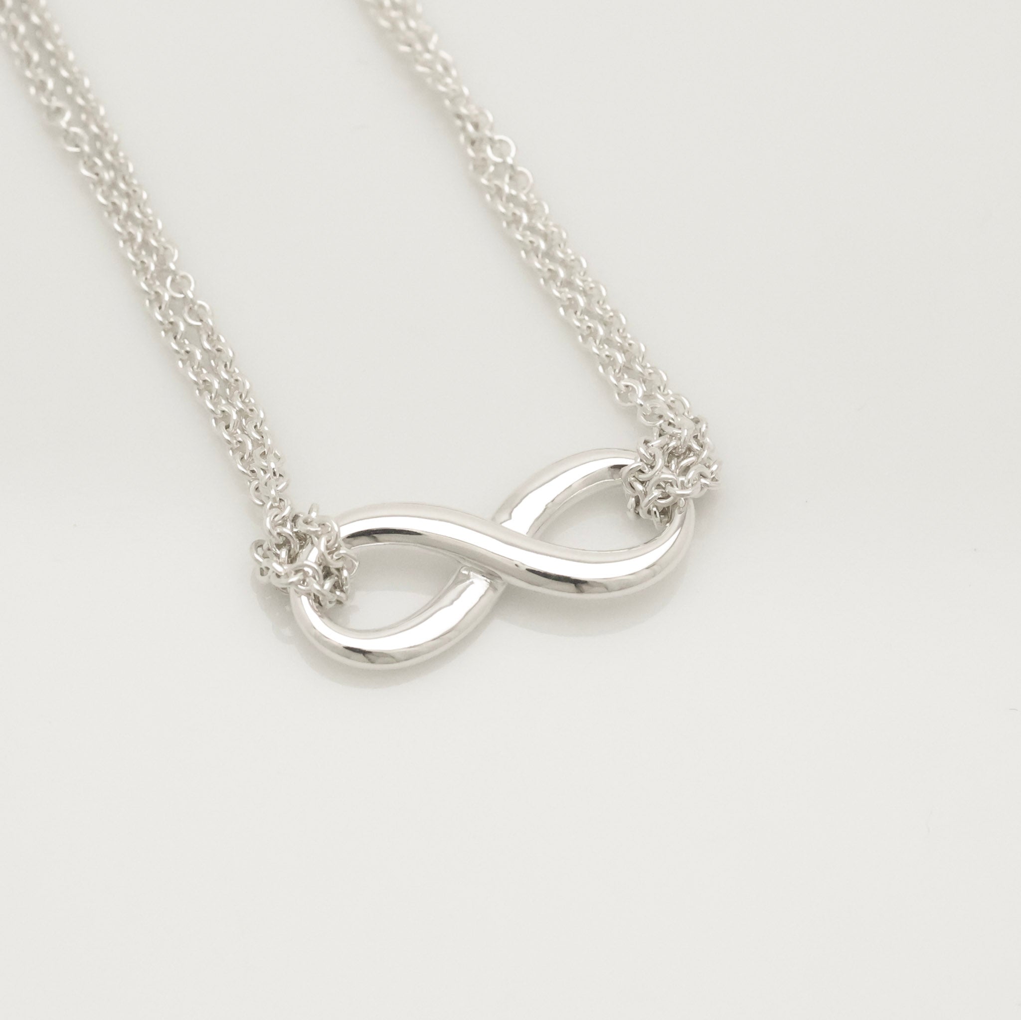Tiffany & Co. Infinity Double Chain Necklace Sterling Silver 925