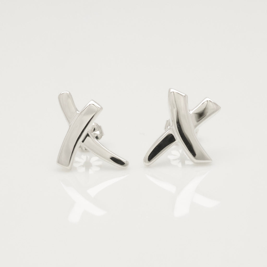 Tiffany & Co. Picasso X Kiss Cross Stud Earrings Sterling Silver 925 