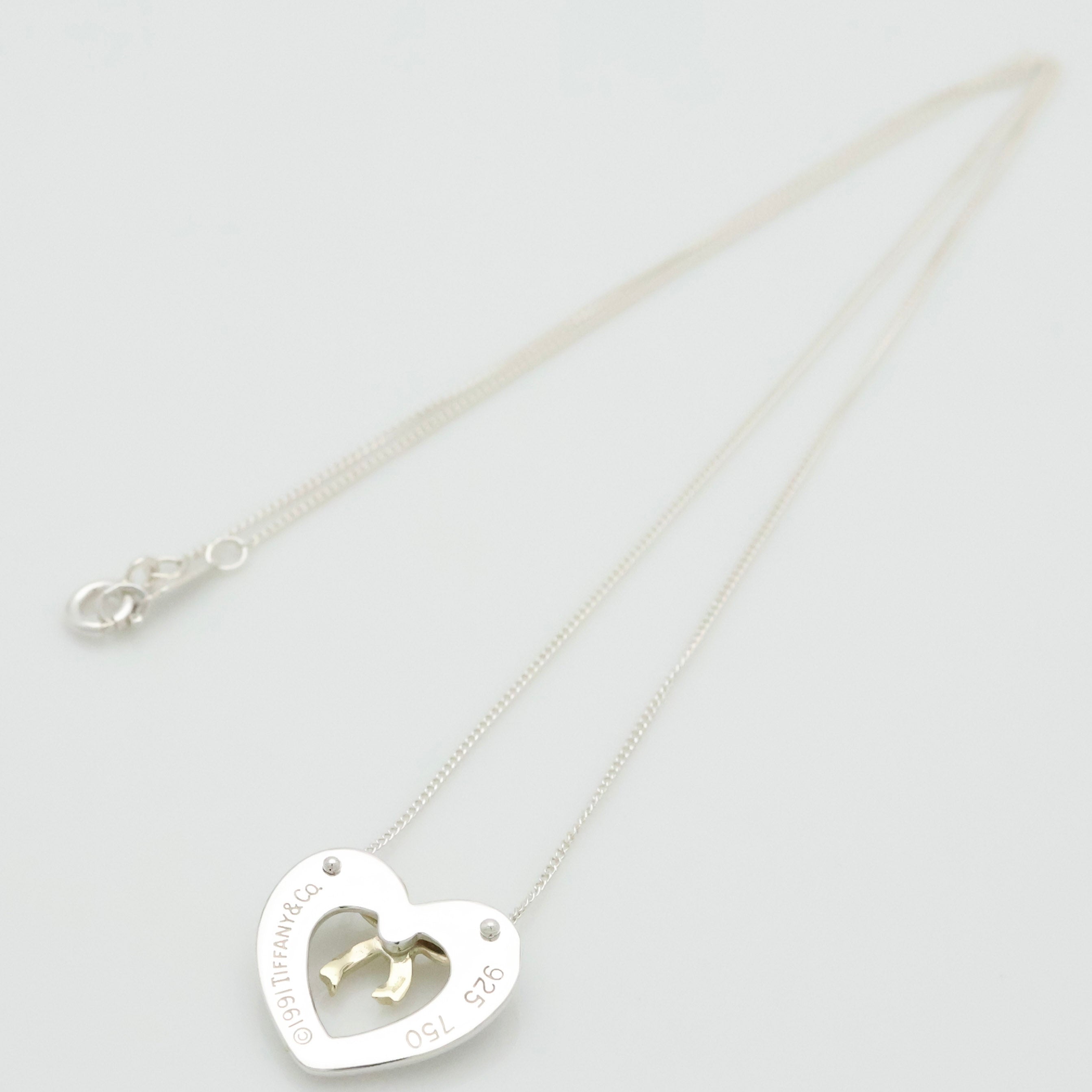 TIFFANY&Co. ハート リボン コンビ ネックレス AG925 AU750