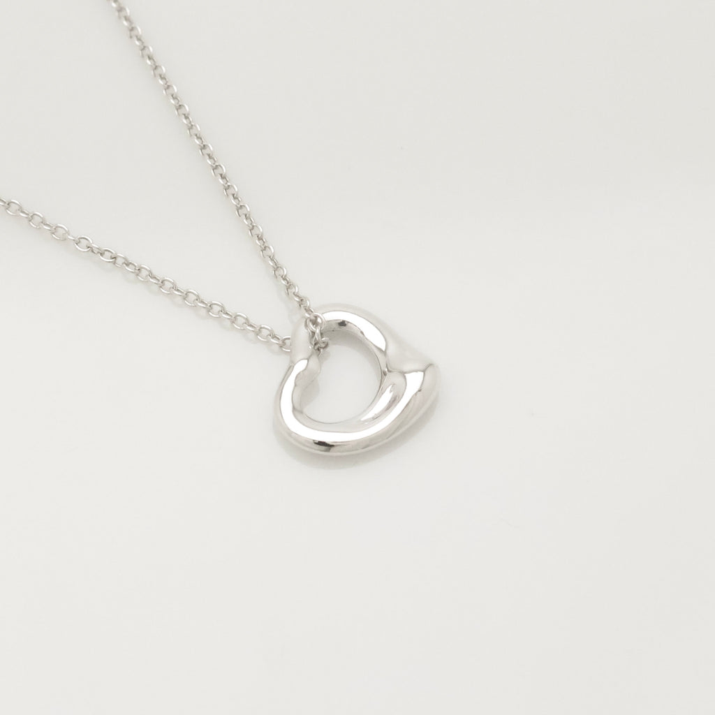 Tiffany & Co. Open Heart Pendant Necklace Sterling Silver 925
