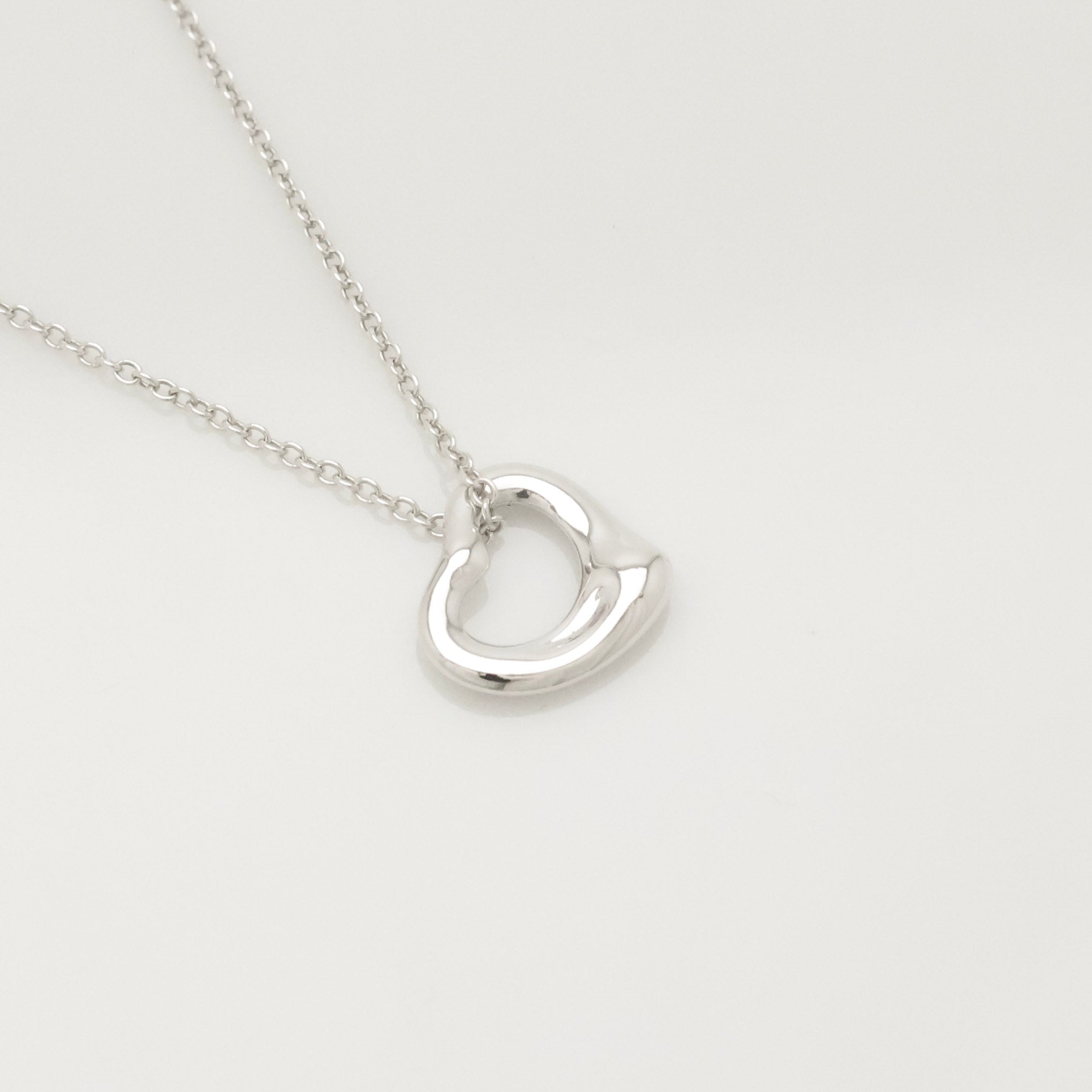 Tiffany & Co. Open Heart Pendant Necklace Sterling Silver 925