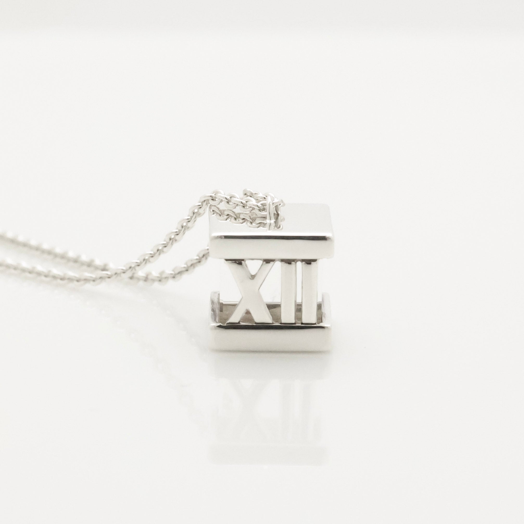 Tiffany & Co. Atlas Cube Crystal Necklace Pendant Sterling Silver