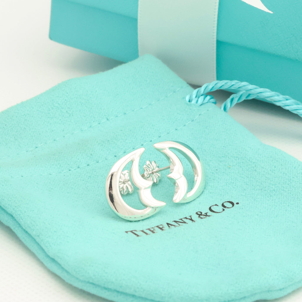 Tiffany & Co. Picasso Half Moon Stud Earrings Sterling Silver 925