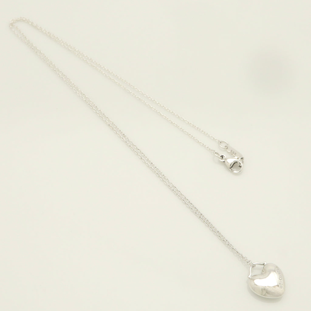 Tiffany & Co. Puff Heart Dangle Pendant Necklace Sterling Silver 925