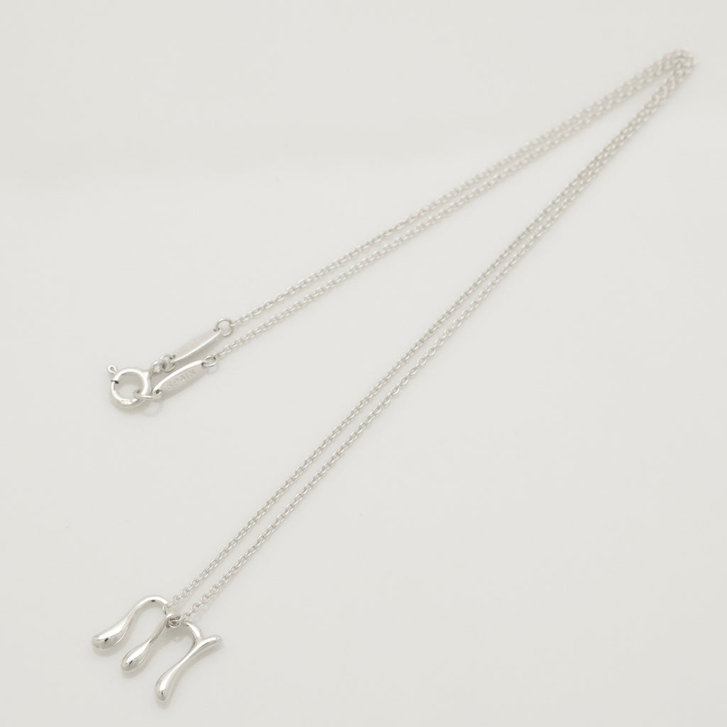 Tiffany & Co. Initial Letter "M" Necklace Pendant Sterling Silver 925