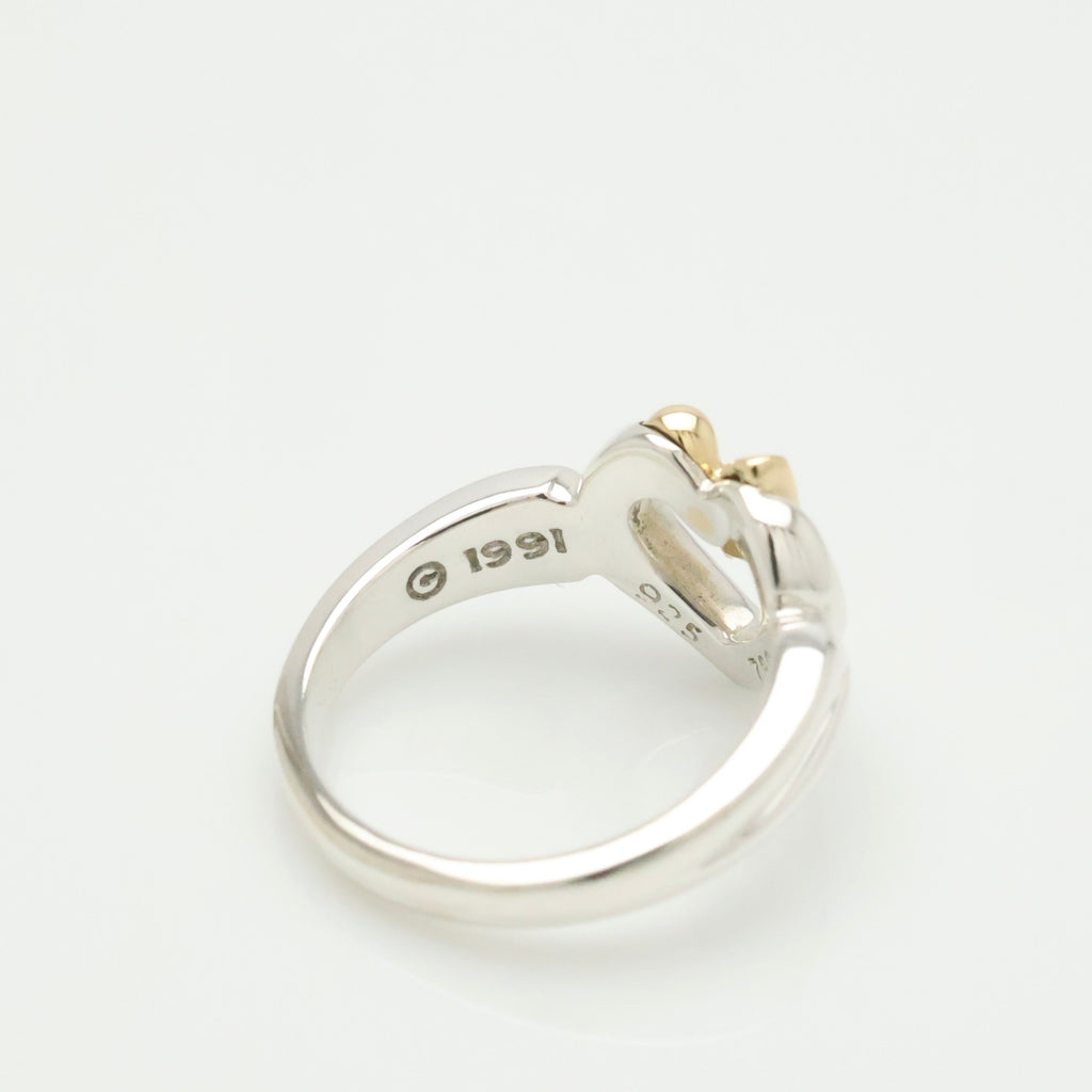 TIFFANY&Co. ハート リボン コンビ イエローゴールド リング 7 号 AG925 AU750
