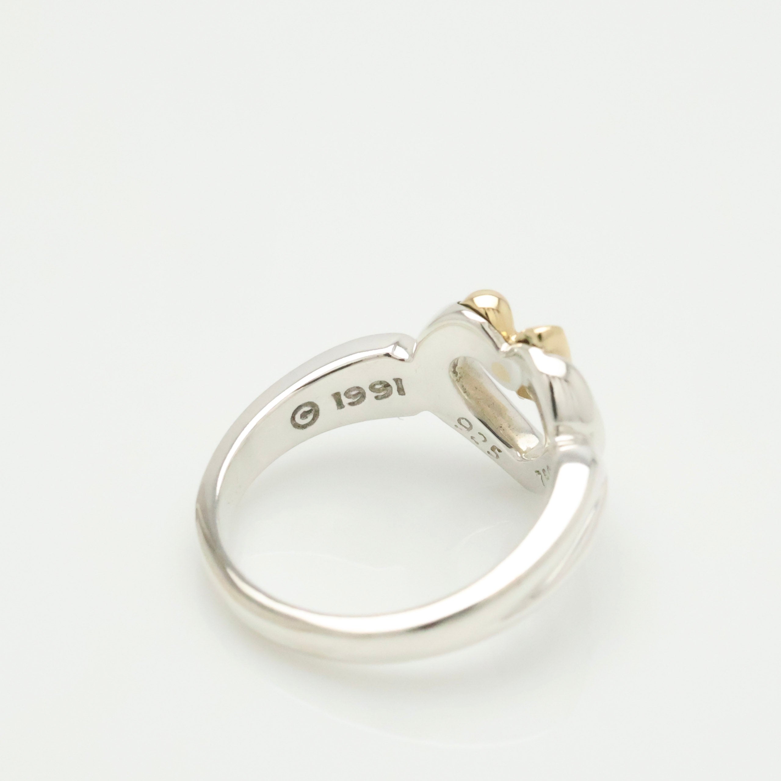 TIFFANY&Co. ハート リボン コンビ イエローゴールド リング 7 号 AG925 AU750