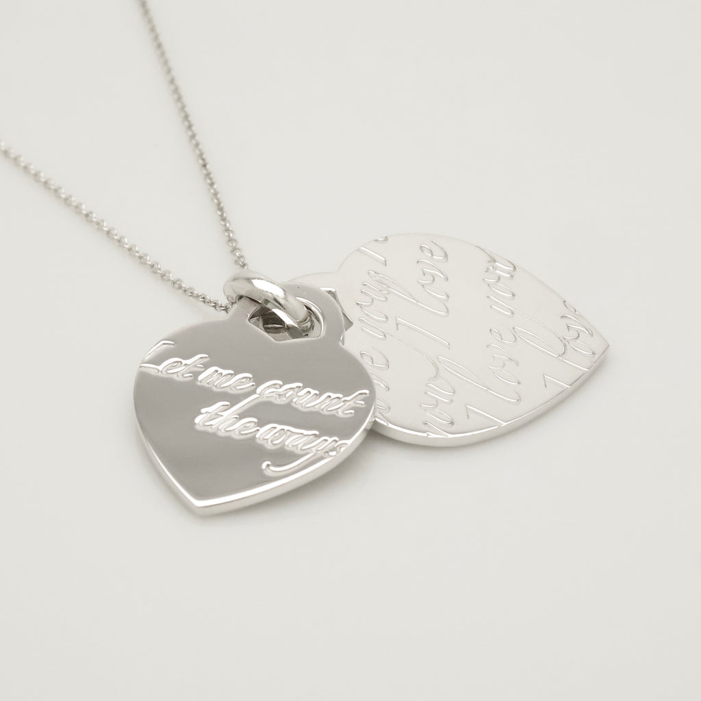 Tiffany & Co. Notes I LOVE YOU Double Heart Tag Necklace Sterling Silver 925
