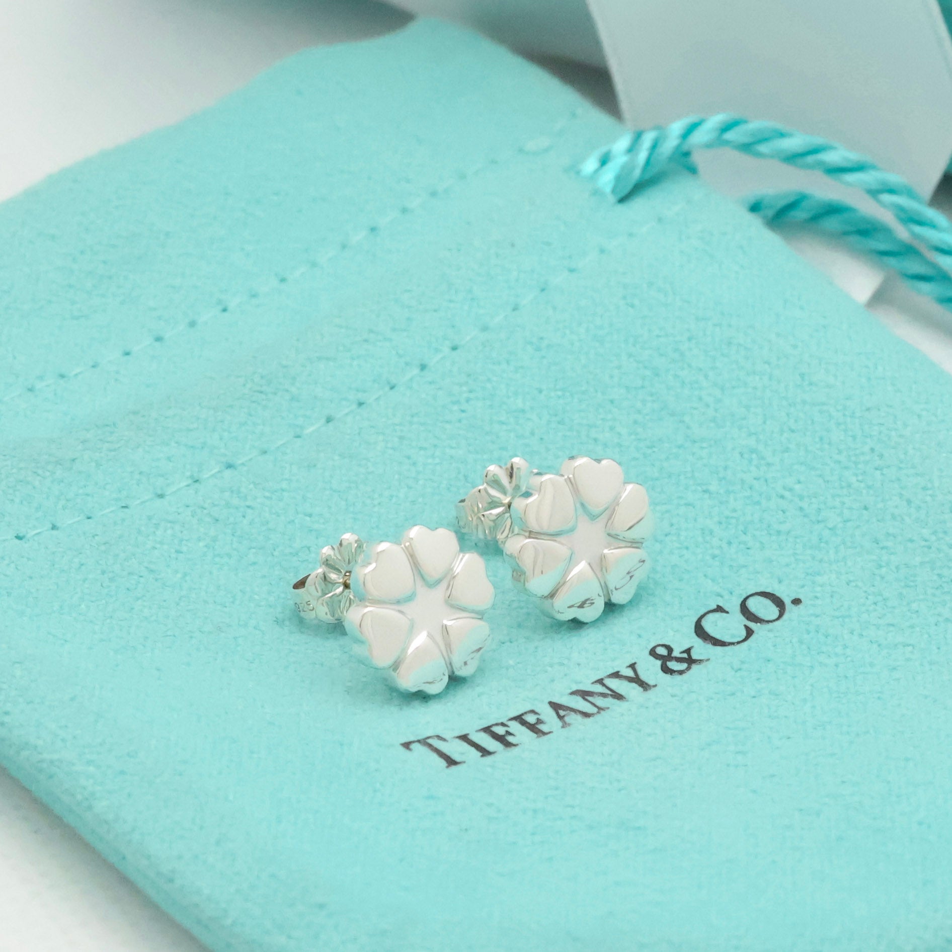  Tiffany & Co. Picasso Crown of Heart Stud Earrings Sterling Silver 925 